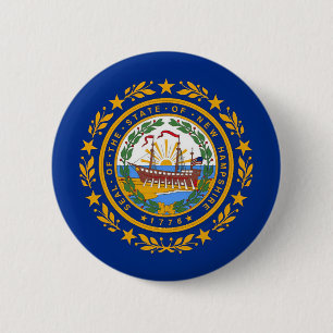 New Hampshire Flag 6 Cm Round Badge