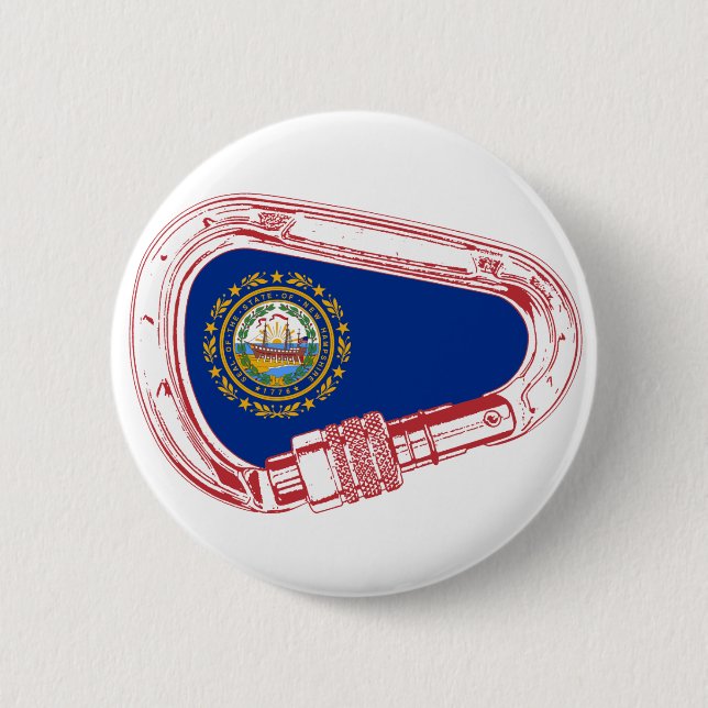 New Hampshire Flag Climbing Carabiner 6 Cm Round Badge (Front)