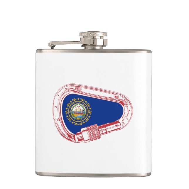 New Hampshire Flag Climbing Carabiner Hip Flask (Front)