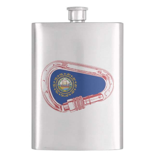 New Hampshire Flag Climbing Carabiner Hip Flask (Front)
