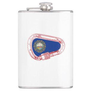 New Hampshire Flag Climbing Carabiner Hip Flask