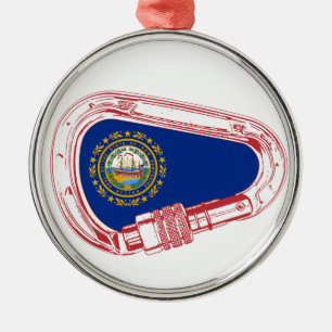 New Hampshire Flag Climbing Carabiner Metal Tree Decoration
