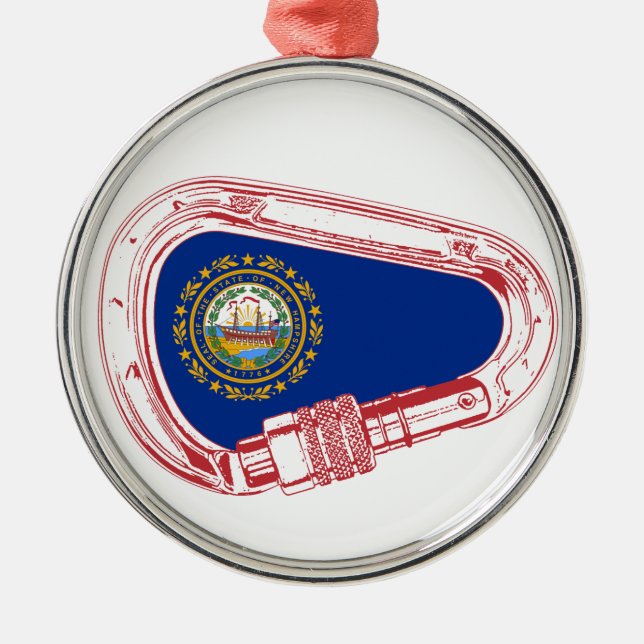 New Hampshire Flag Climbing Carabiner Metal Tree Decoration (Front)