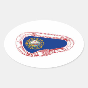 New Hampshire Flag Climbing Carabiner Oval Sticker