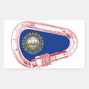 New Hampshire Flag Climbing Carabiner Rectangular Sticker
