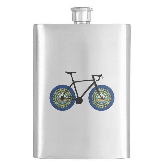 New Hampshire Flag Cycling Hip Flask (Front)