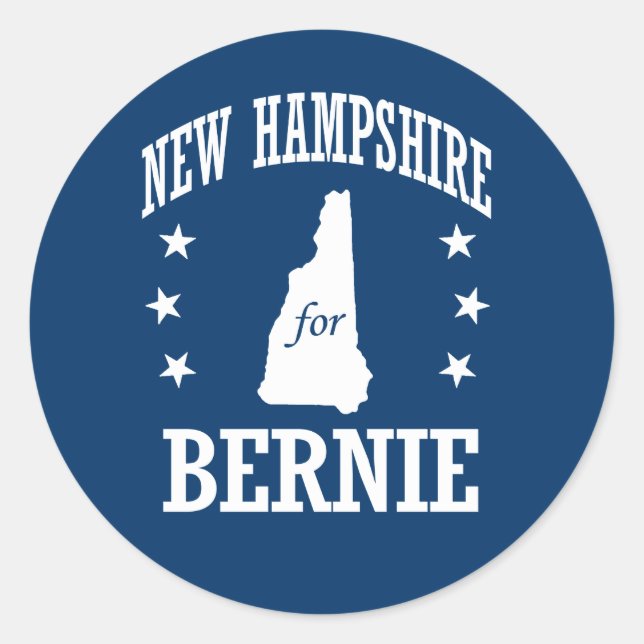 NEW HAMPSHIRE FOR BERNIE SANDERS CLASSIC ROUND STICKER (Front)