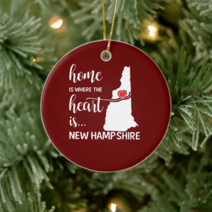 New Hampshire home is where the heart is Ceramic Tree Decoration