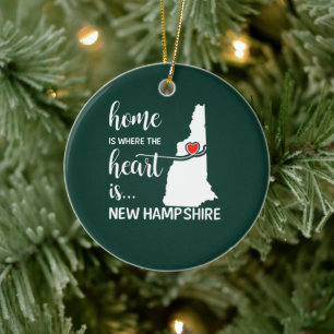 New Hampshire home is where the heart is Ceramic Tree Decoration