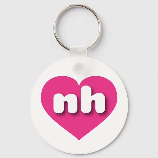 New Hampshire hot pink heart - I love nh Key Ring (Front)