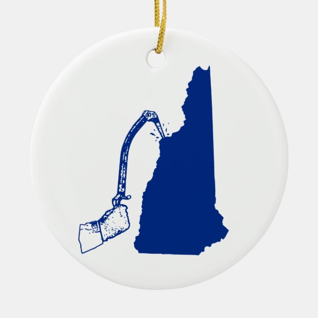 New Hampshire Ice Climbing Ceramic Tree Decoration (Front)