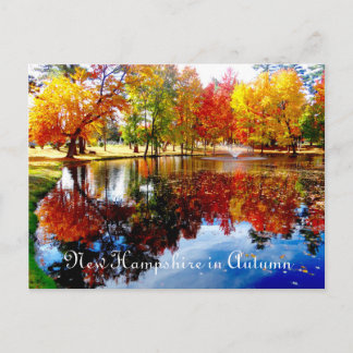 New Hampshire in Autumn-on the pond postcard