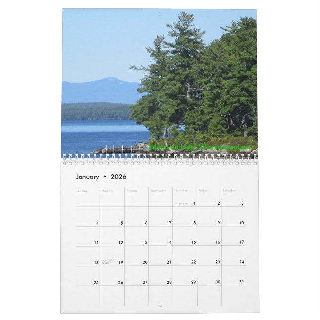 New Hampshire Lakes 2015 Calendar (Jan 2026)