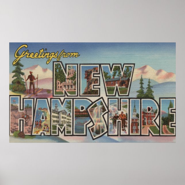 New Hampshire - Large Letter Scenes Poster (Front)
