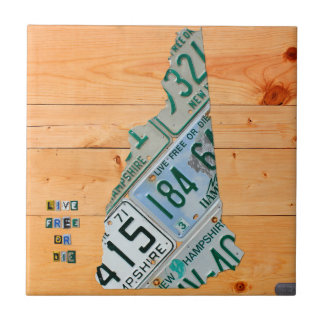 New Hampshire License Plate Map Ceramic Tile