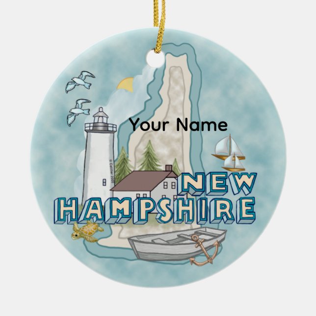 New Hampshire Lighthouse Ceramic Tree Decoration (Front)