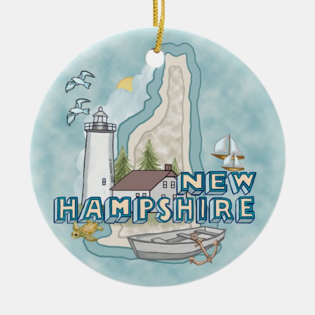New Hampshire Lighthouse Ceramic Tree Decoration (Front)