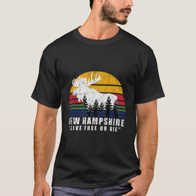 New Hampshire Live Free Or Die Moose Forest T-Shirt (Front)