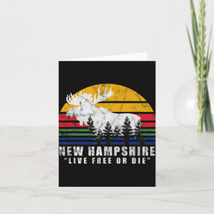 New Hampshire Live Or Die Vintage Moose Forest Card