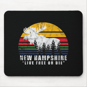 New Hampshire Live Or Die Vintage Moose Forest Mouse Mat