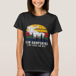 New Hampshire Live Or Die Vintage Moose Forest  T-Shirt