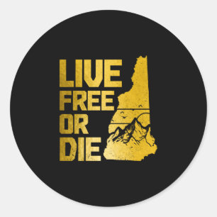 New hampshire live or die vintage mountains pride classic round sticker