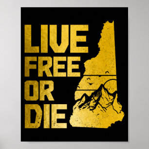 New hampshire live or die vintage mountains pride poster