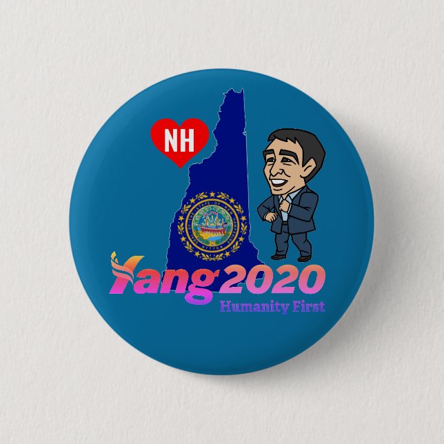 New Hampshire Loves Yang 6 Cm Round Badge (Front)