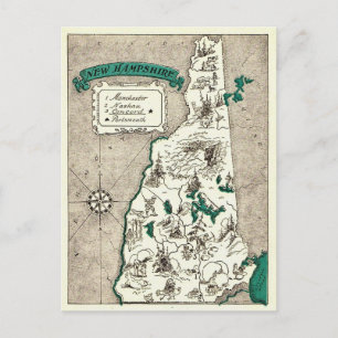 New Hampshire Map Postcard