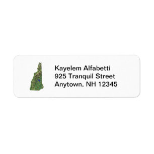 New Hampshire Map Return Address Label