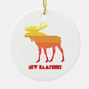 New Hampshire Moose Ceramic Tree Decoration