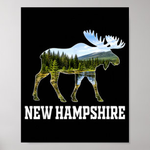 New Hampshire Moose Wildlife Forest Nature Scenic Poster