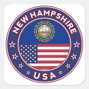 New Hampshire, New Hampshire sticker, Square Sticker