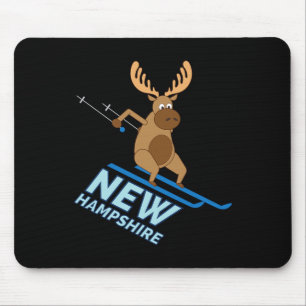 New Hampshire Nh Skiing Moose Winter Shirt Mouse Mat