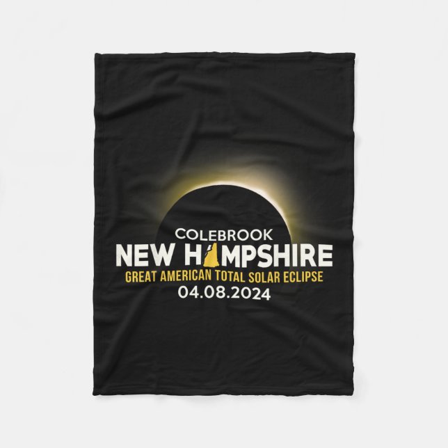 New Hampshire Nh Total Solar Eclipse 2024  Fleece Blanket (Front)