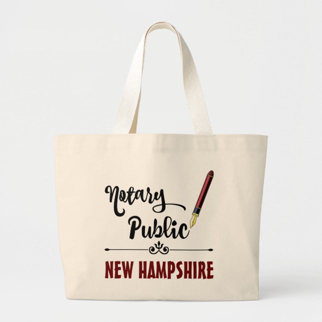 New Hampshire Notary Public Ink Pen Large Tote Bag (Front)