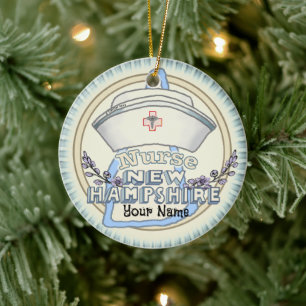 New Hampshire Nurse  Ceramic Tree Decoration