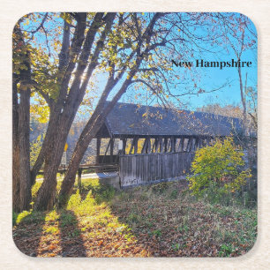 New Hampshire park bridge Square Paper Coaster