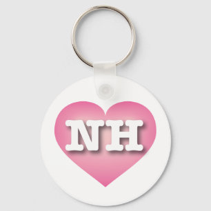 New Hampshire Pink Fade Heart - I love NH Key Ring