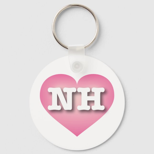 New Hampshire Pink Fade Heart - I love NH Key Ring (Front)
