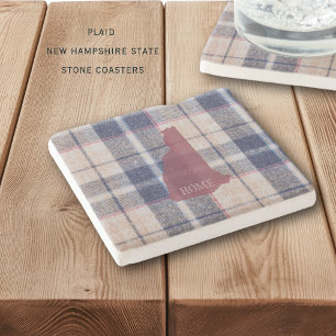New Hampshire Plaid Personalized Stone Coaster