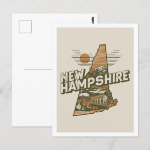 New Hampshire Retro Travel Design Iconic US States Postcard