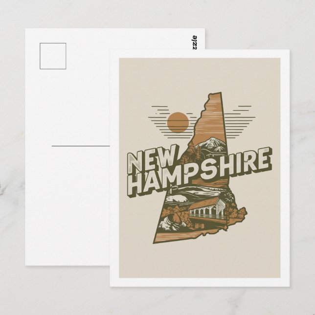 New Hampshire Retro Travel Design Iconic US States Postcard (Front/Back)