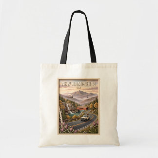 New Hampshire Road Trip Vintage Mountain Landscape Tote Bag