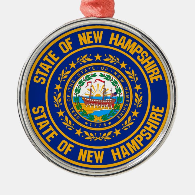 New Hampshire Round Emblem Metal Tree Decoration (Front)