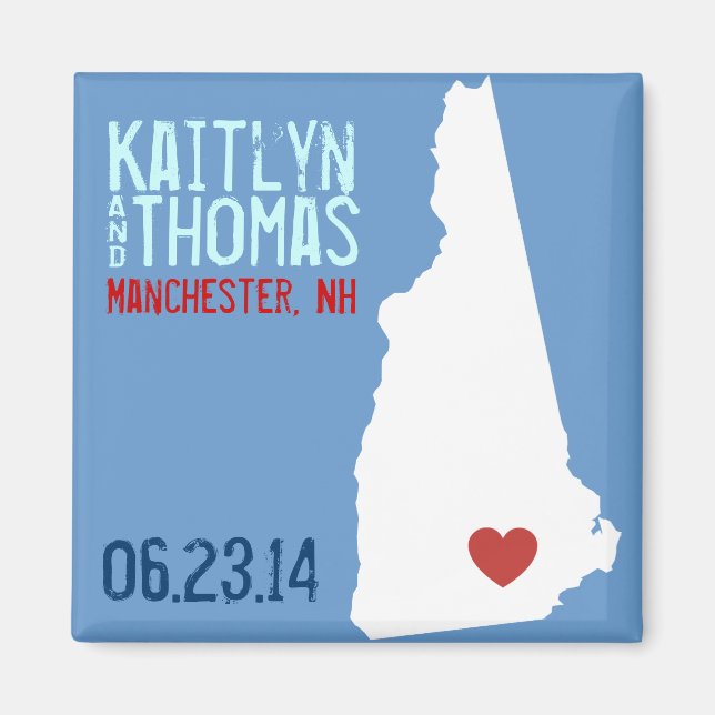 New Hampshire Save the Date - Customisable City Magnet (Front)