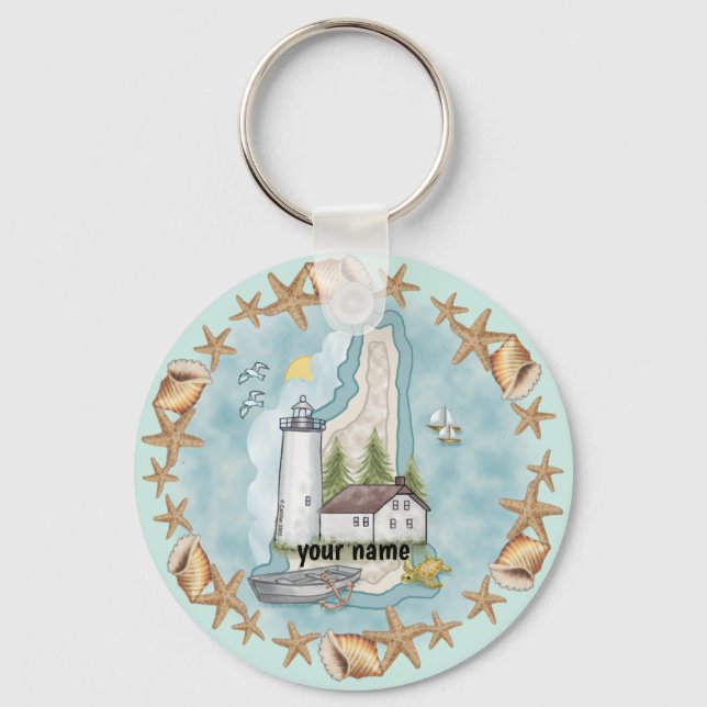 New Hampshire Shells Lighthouse Key Ring (Front)