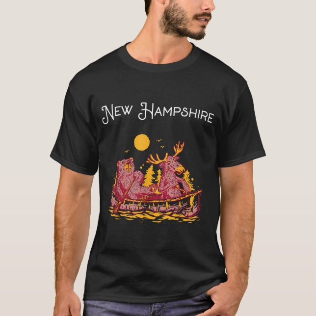 New Hampshire Shirt Funny Canoe Moose Elk Bear Lak (Front)