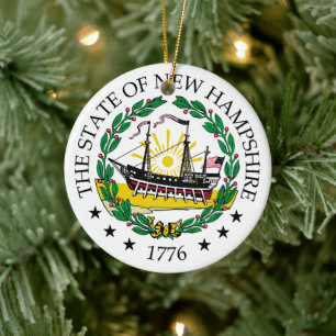 New Hampshire sign Ceramic Tree Decoration