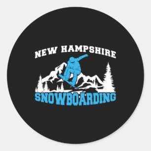 New Hampshire Snowboarding Winter And Mountain Spo Classic Round Sticker